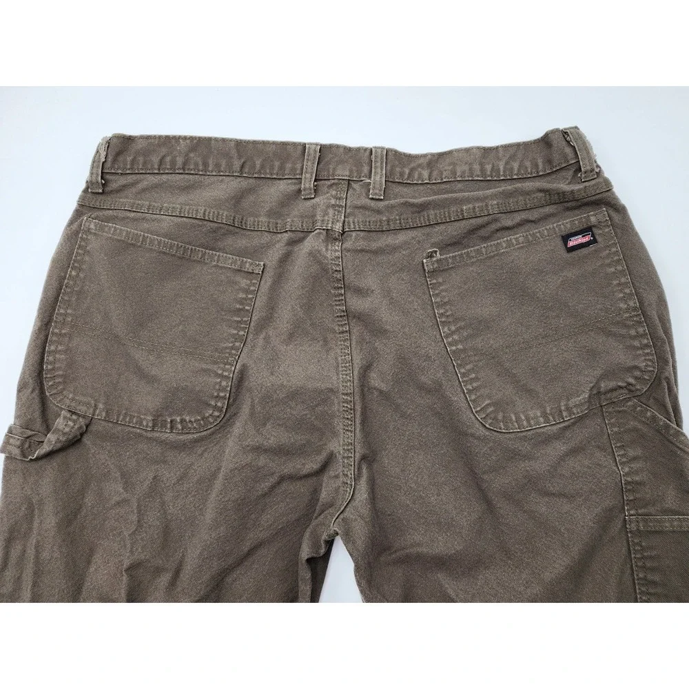 Mens Y2K Dickies Tan Khaki Brown Canvas Carpenter Work Pants Size 40x30 - Picture 10 of 16